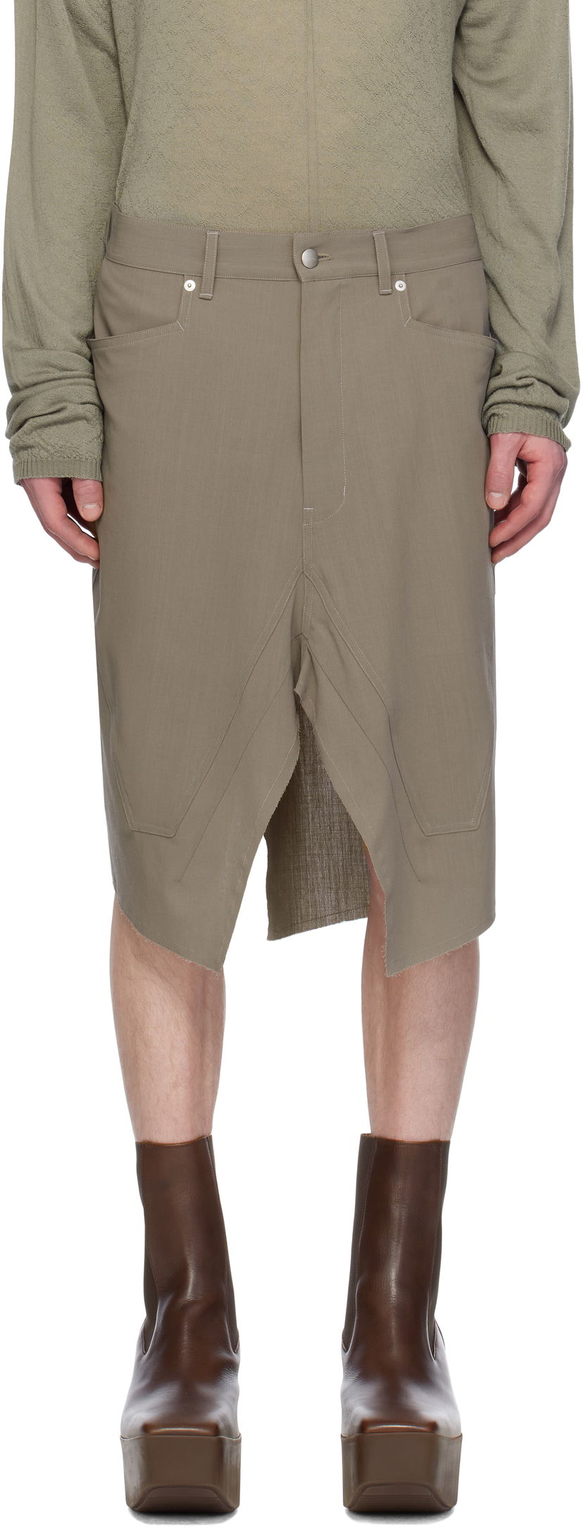 Suknja Rick Owens Rick Owens Hollywood Slivered Skirt Zelena | RU01E5345 WLP