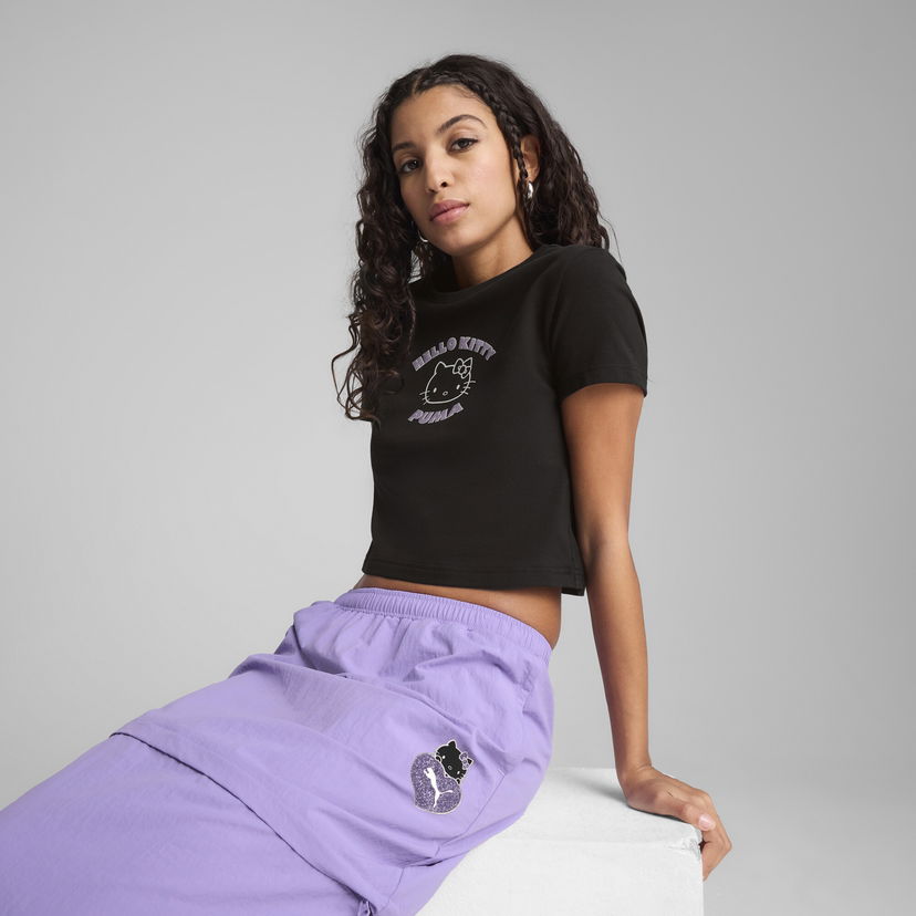 Crop top Puma PUMA X HELLO KITTY AND FRIENDS Women's Cropped T-Shirt Crna | 631613_01