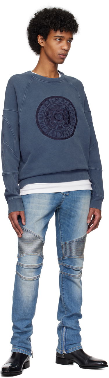 Jeans Balmain Balmain Slim-Fit Biker Jeans Plava | EH1MG115DF44, 3