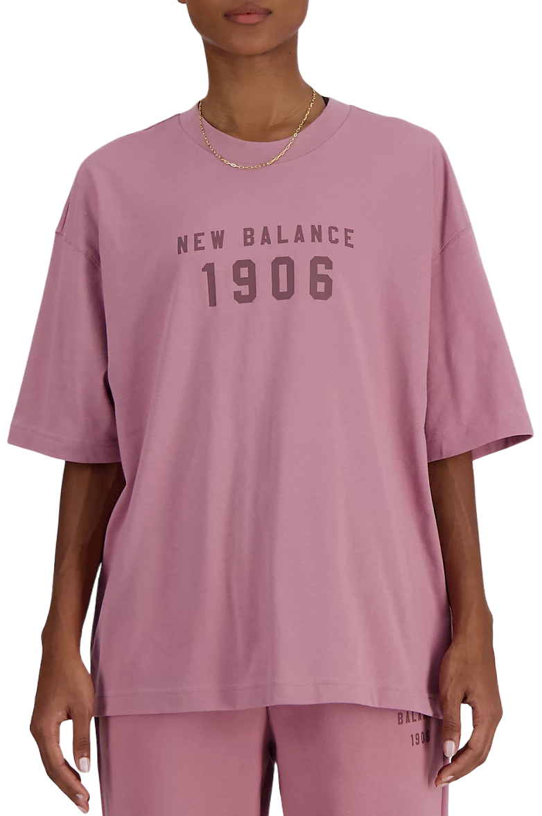 Majica kratkih rukava New Balance Iconic Collegiate Jersey Oversized Ružičasta | wt41519-rse