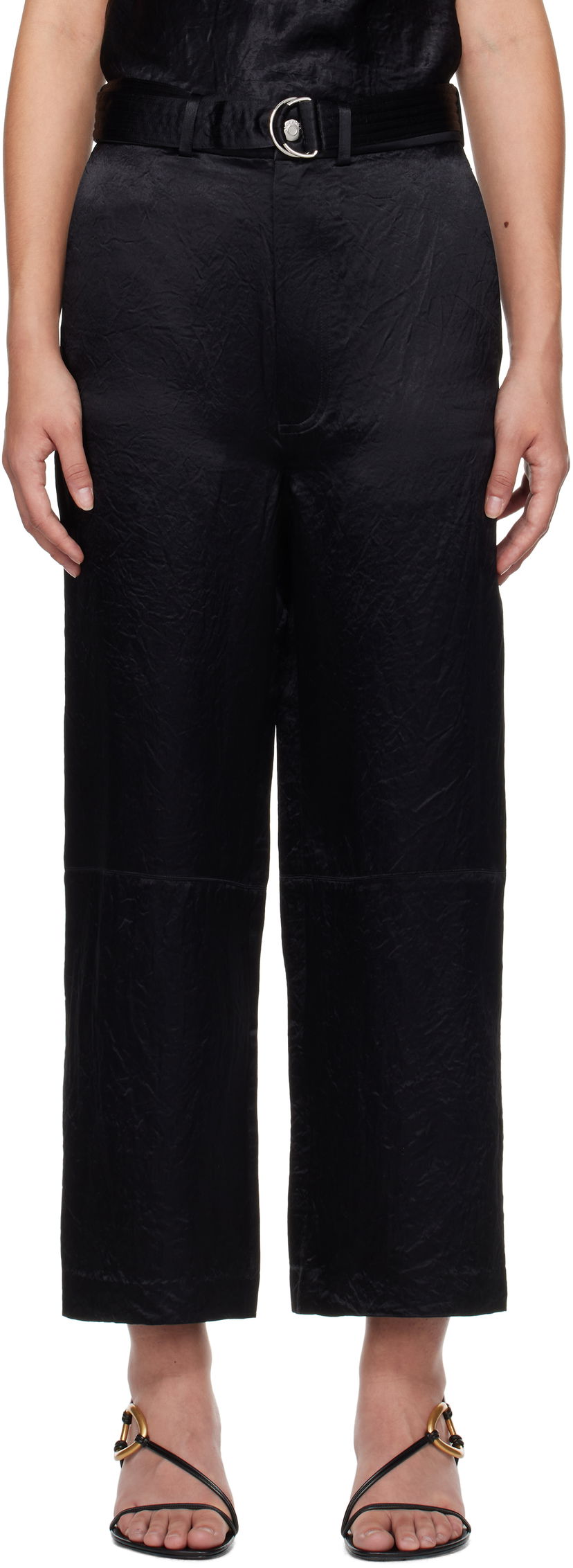 Hlače Nanushka Husna Black Wide Leg Trousers Crna | NW24FWPA35100