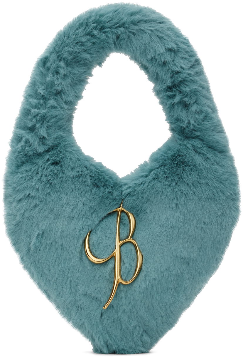 Ručna torbica Blumarine Blumarine Faux-Fur Heart Shaped Handbag Tirkiz | P322W141A