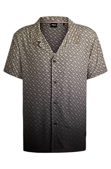 Košulja BOSS Regular-Fit Monogram Print Degradé Shirt Siva | 50534342