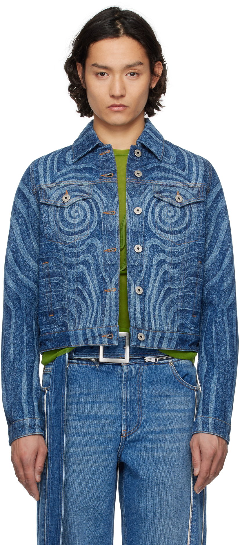 Jakna Jean Paul Gaultier Jean Paul Gaultier Spiral Denim Jacket Plava | 25/34-U-VE114L-D017-5556