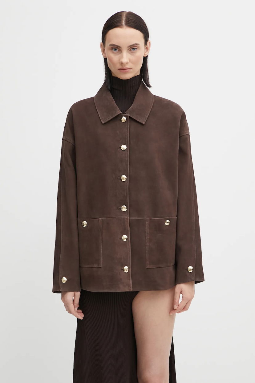 Jakna Anine Bing Anine Bing Luca Oversize Suede Transitional Jacket Smeđa | A.01.11854