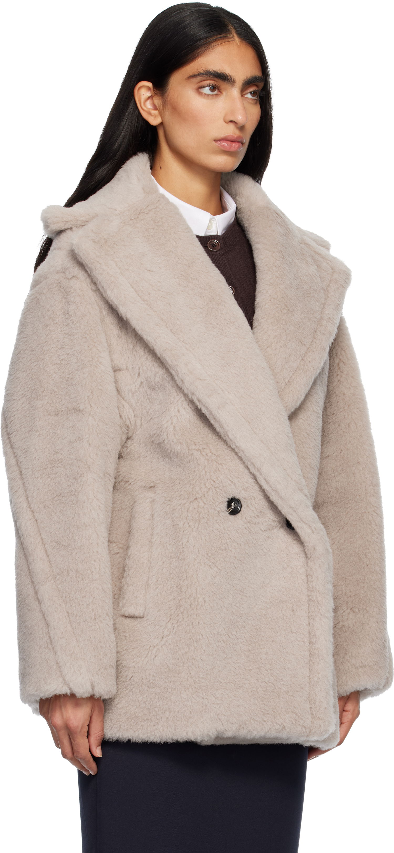 Kaputi Max Mara Olga Plush Double-Breasted Coat Bež | 2521086032600, 1