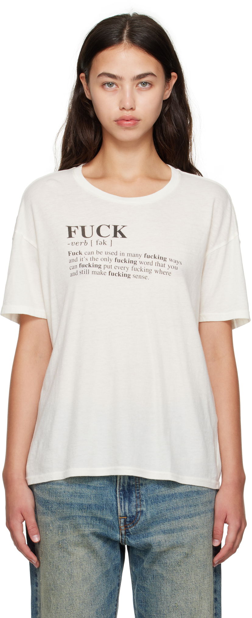 Majica kratkih rukava R13 R13 Relaxed T-Shirt "Fuck" Bijela | R13WK141-K115B