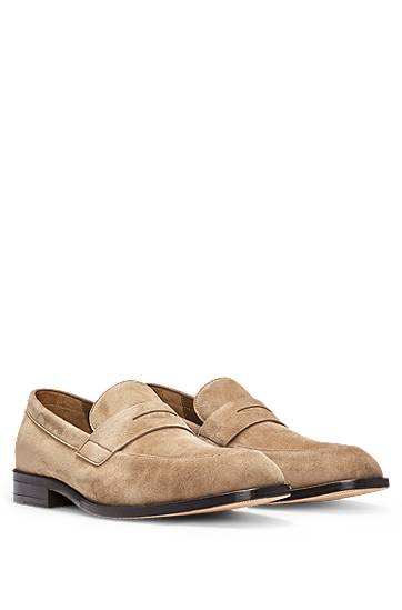 Tenisice i cipele BOSS Suede Penny Loafers Bež | 50541729
