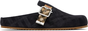 Odjeća Burberry Burberry Check Suede Urchin Clogs Crna | 8113394, 0
