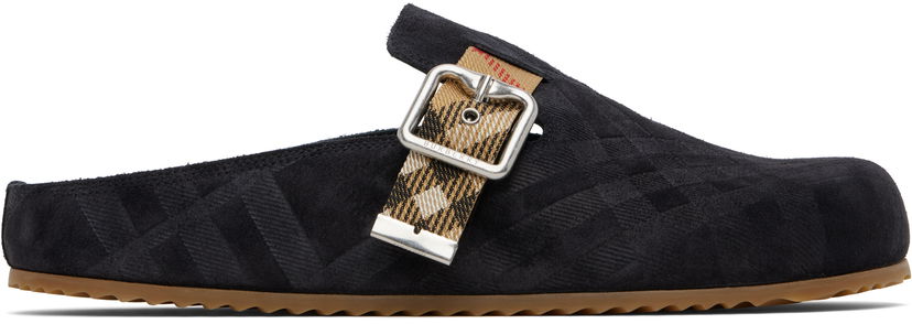 Odjeća Burberry Burberry Check Suede Urchin Clogs Crna | 8113394