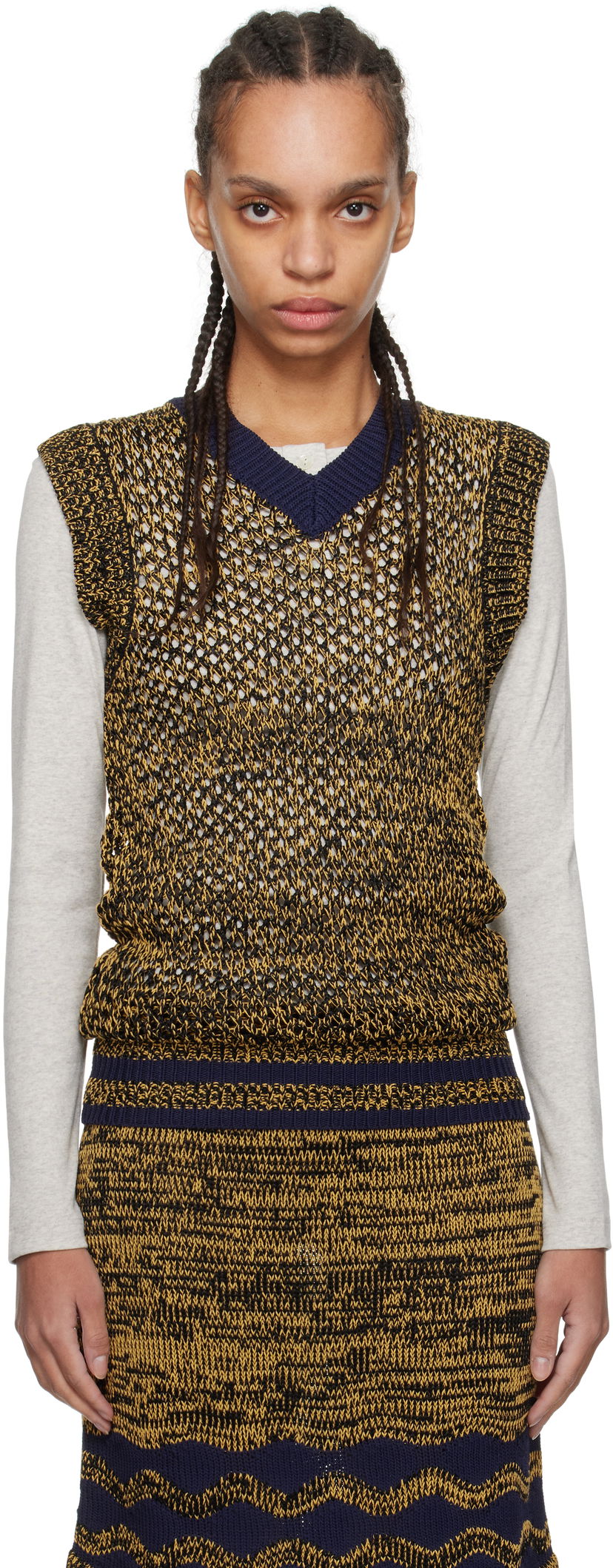 Džemper Wales Bonner Wales Bonner Shade Knit Vest Žuta | US25KN31-KN04-5190