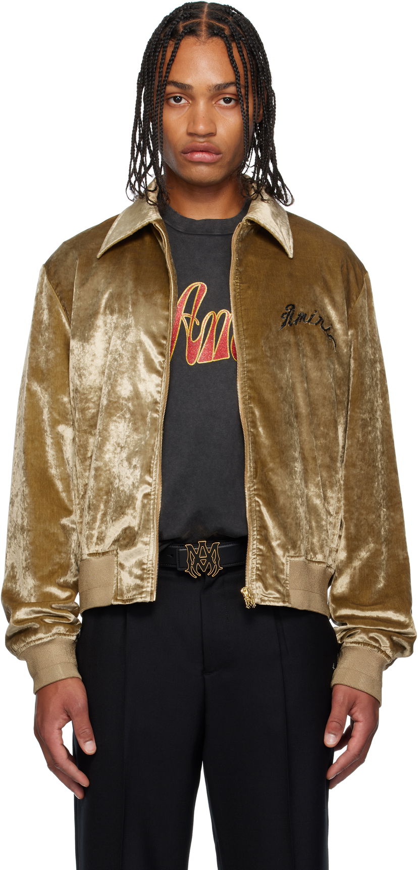 Jakna AMIRI AMIRI Dragon Velvet Jacket Bež | AMOUBB1054