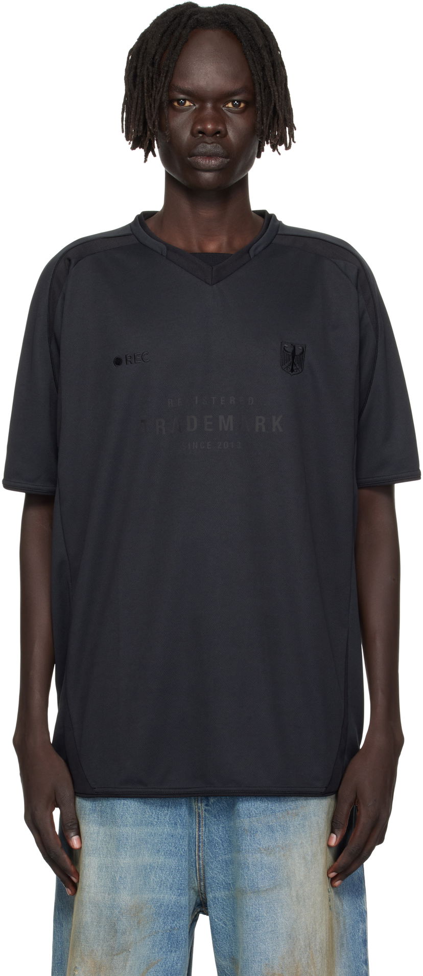 Majica kratkih rukava VETEMENTS Trademark Football Jersey Crna | UH76TR500B