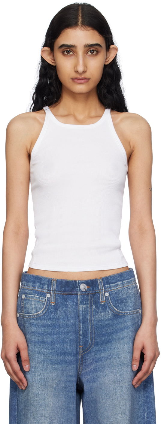 Majica bez rukava rag & bone Essential Rib String Tank Top Bijela | WCC24PT020CA20