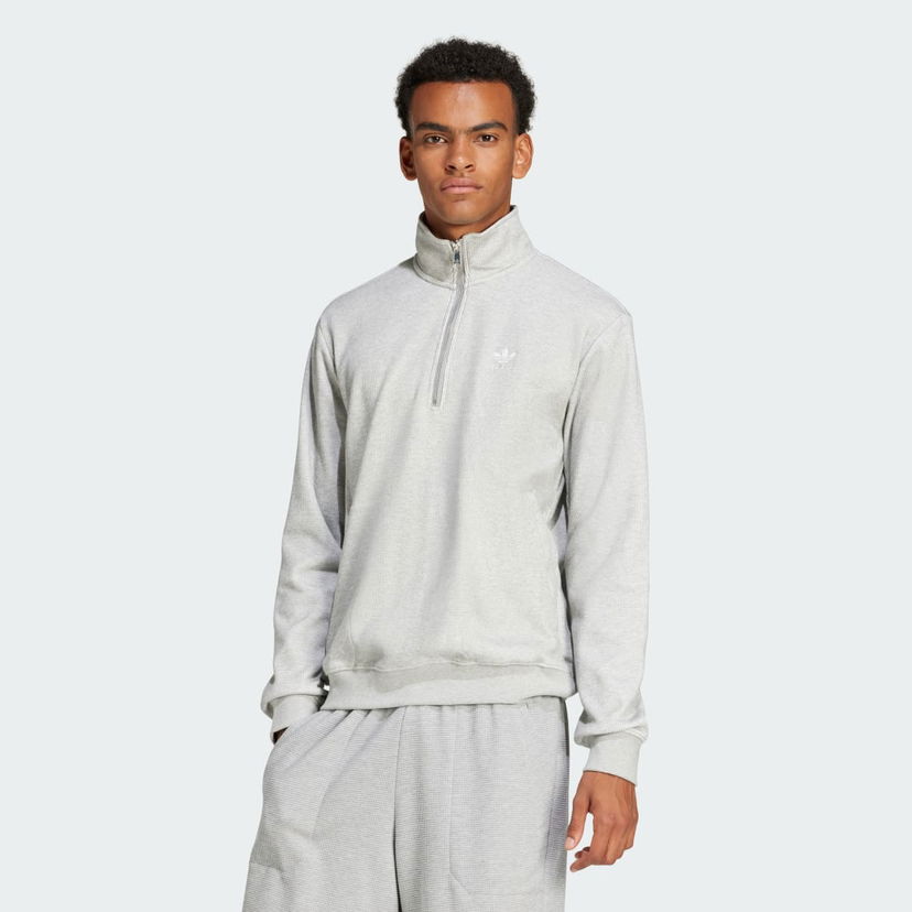 Dukserice adidas Performance Essentials Waffle 1/2 Zip Sweatshirt Siva | JD2447