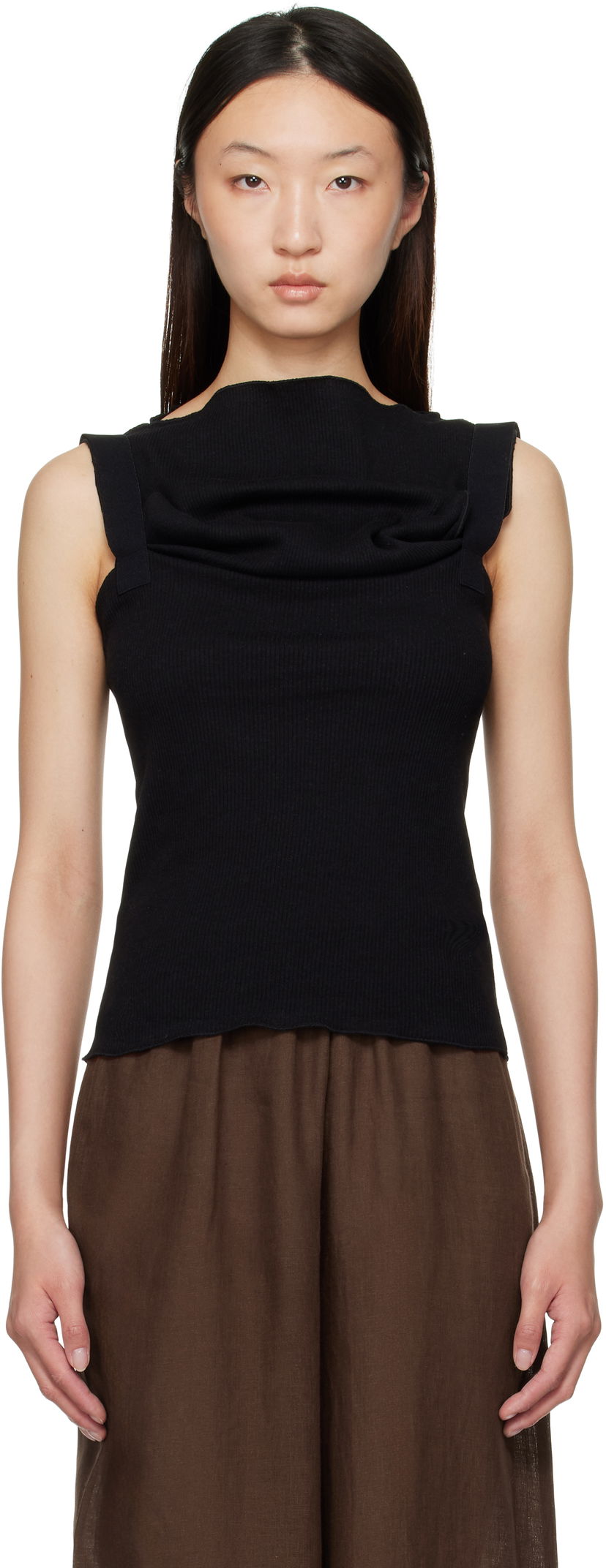 Majica bez rukava Baserange Baserange Lud Cowl Neck Sleeveless Top Crna | TTLT-RCR-AU25