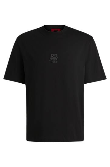 Majica kratkih rukava BOSS HUGO x RB Cotton-Jersey T-Shirt with Stealth Logo Crna | 50542766