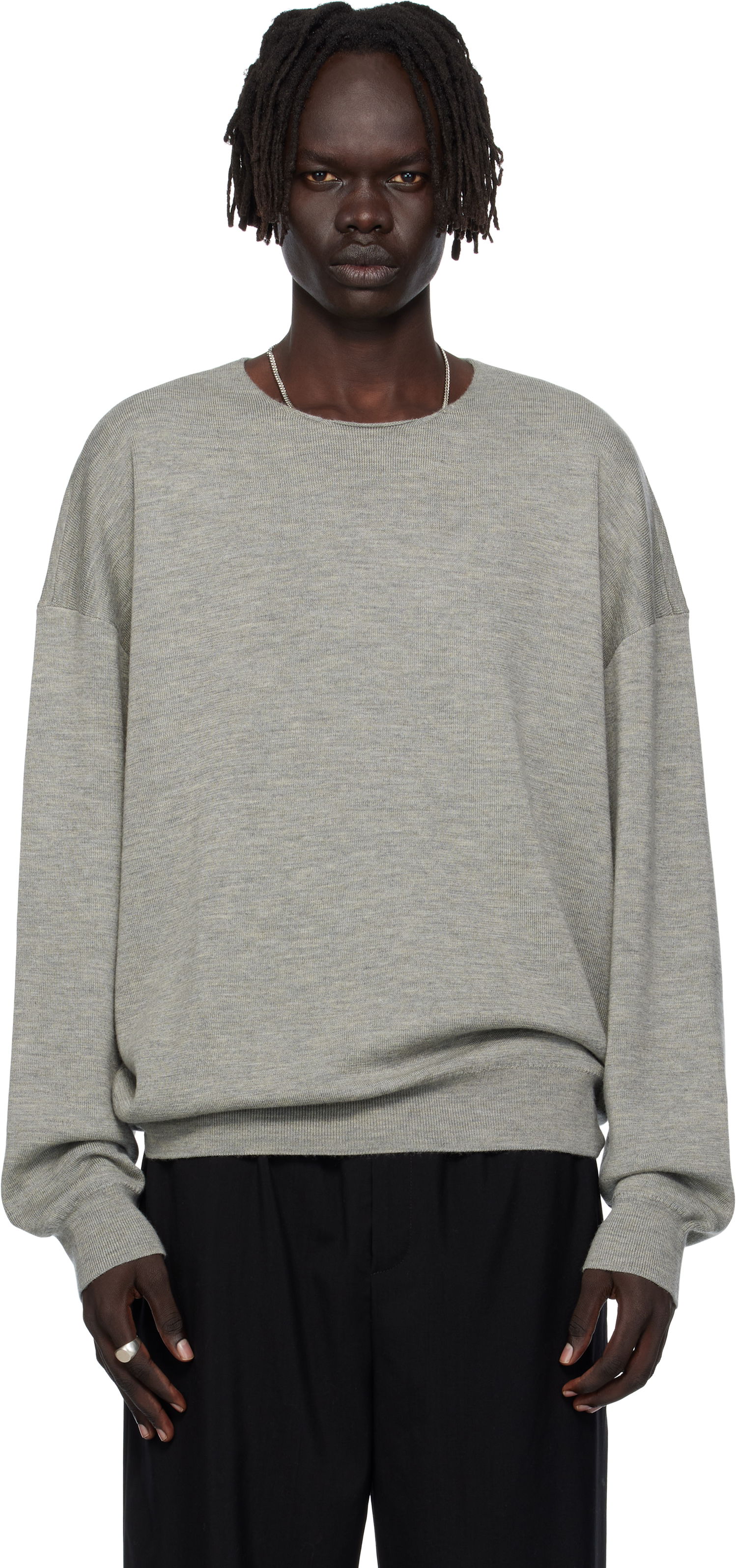 Džemper Fear of God Fear of God ESSENTIALS Long Sleeve Crewneck Sweater Siva | 192SP256495F, 0