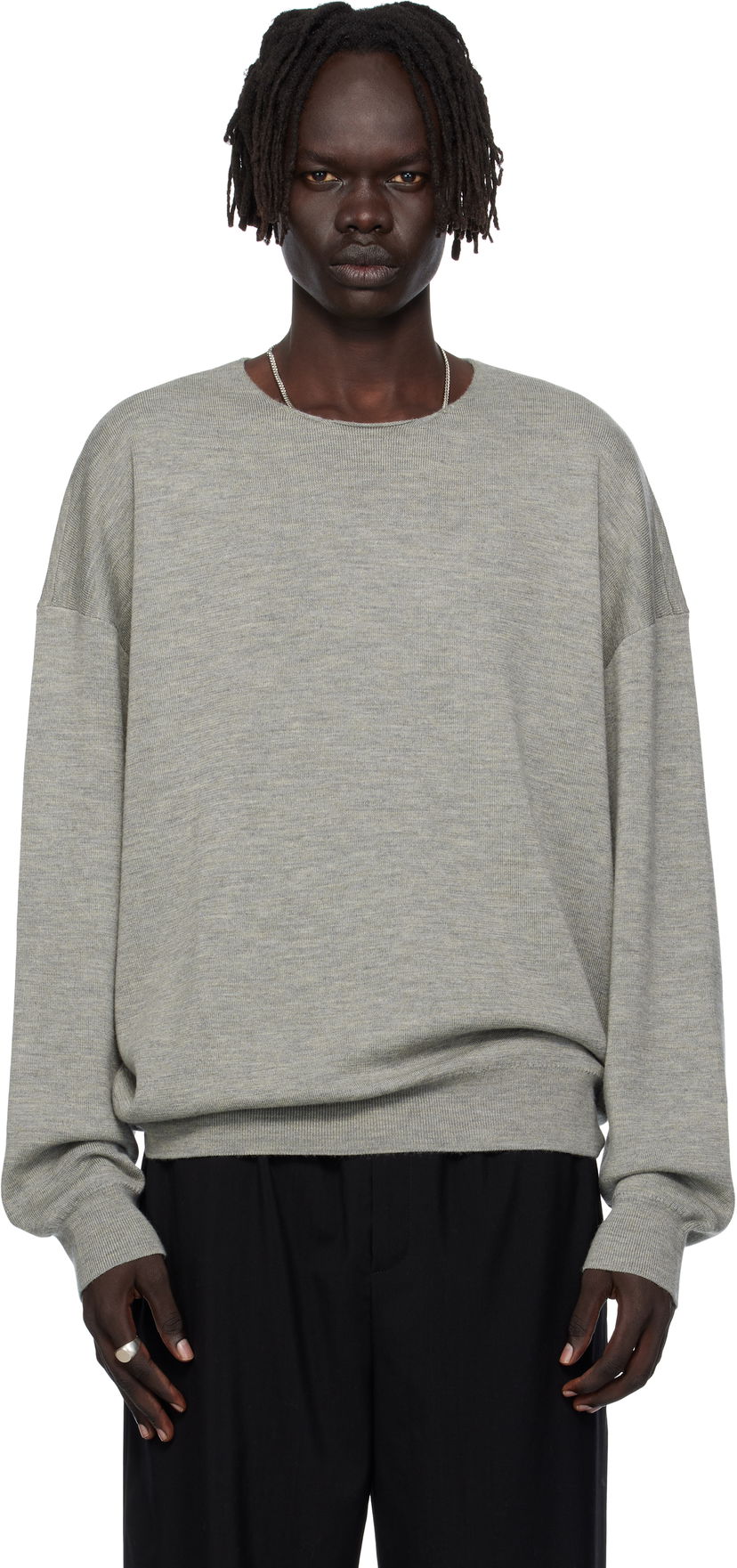 Džemper Fear of God Fear of God ESSENTIALS Long Sleeve Crewneck Sweater Siva | 192SP256495F