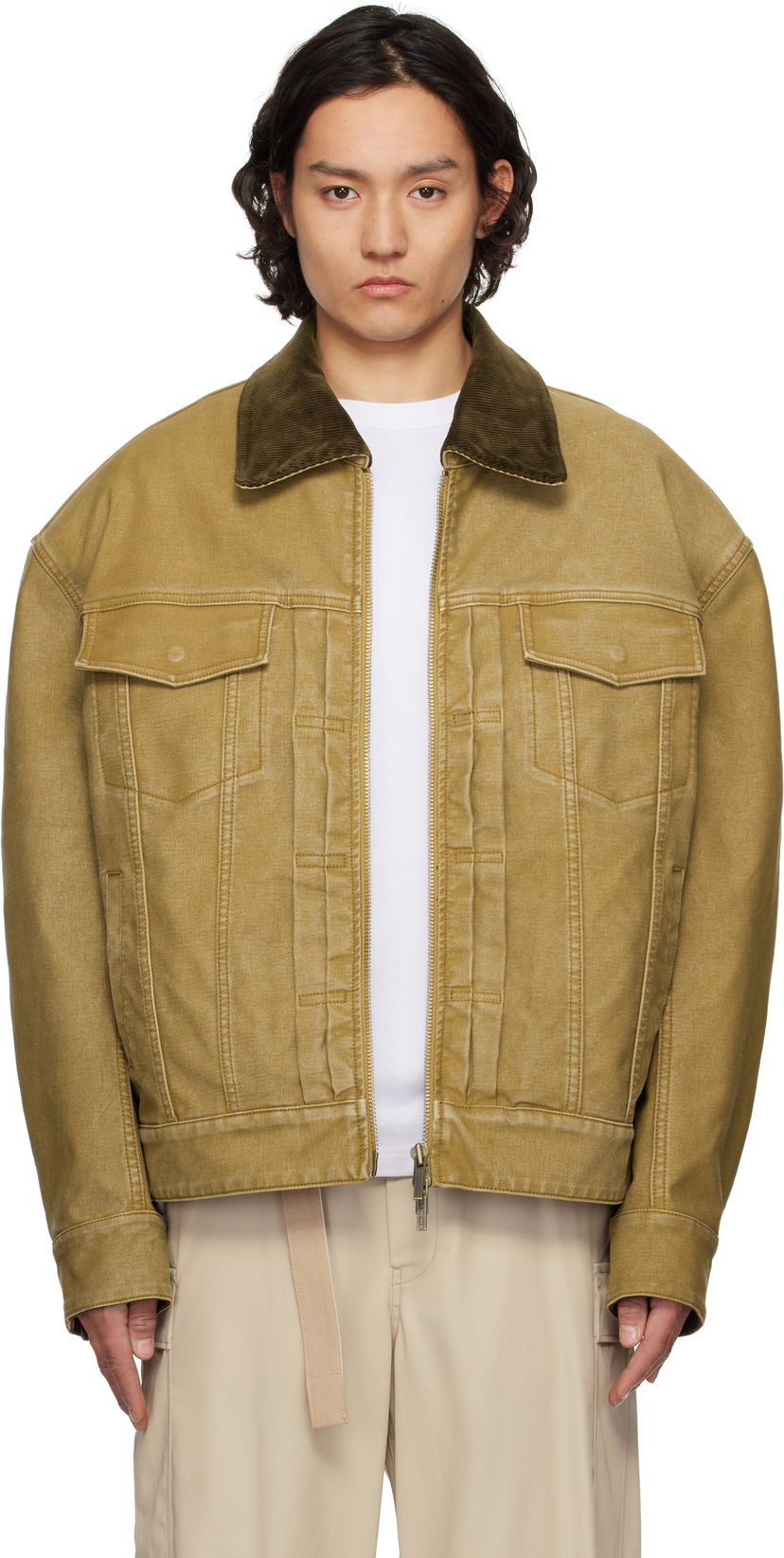 Jakna Feng Chen Wang Feng Chen Wang Washed Canvas Workwear Jacket Žuta | FUS19JK11