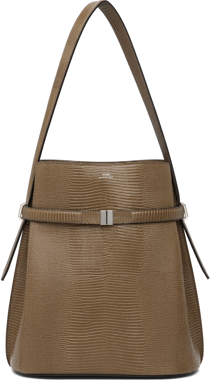 Ručna torbica TOTEME TOTEME Belted Lizard-Embossed Bucket Bag Smeđa | 251-WAL0048-LE0102