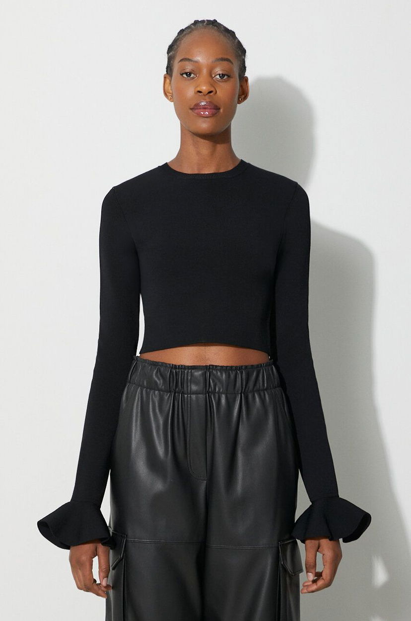 Crop top JW Anderson Long Sleeve Crop Top Crna | KW0949.YN0219