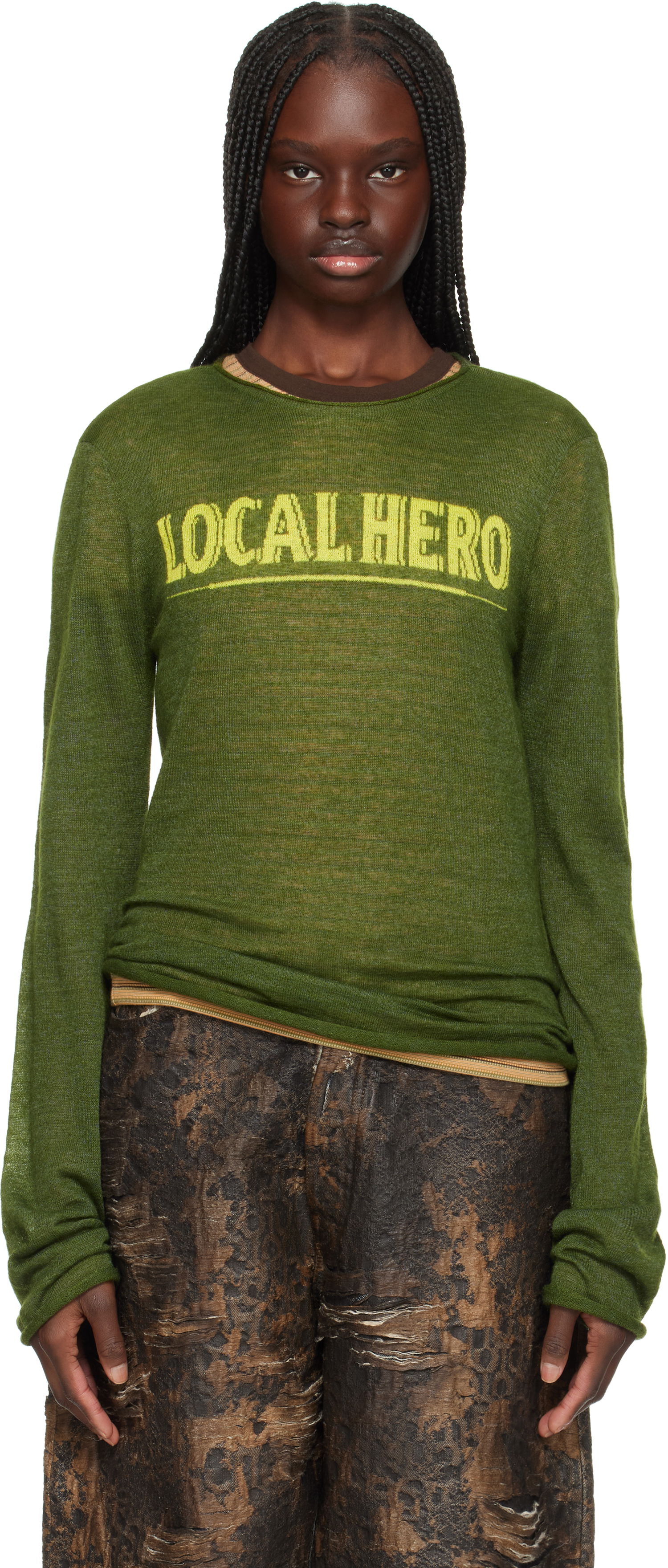 Džemper Martine Rose Martine Rose Fine Intarsia Knit Sweater Zelena | 962YA13411, 0