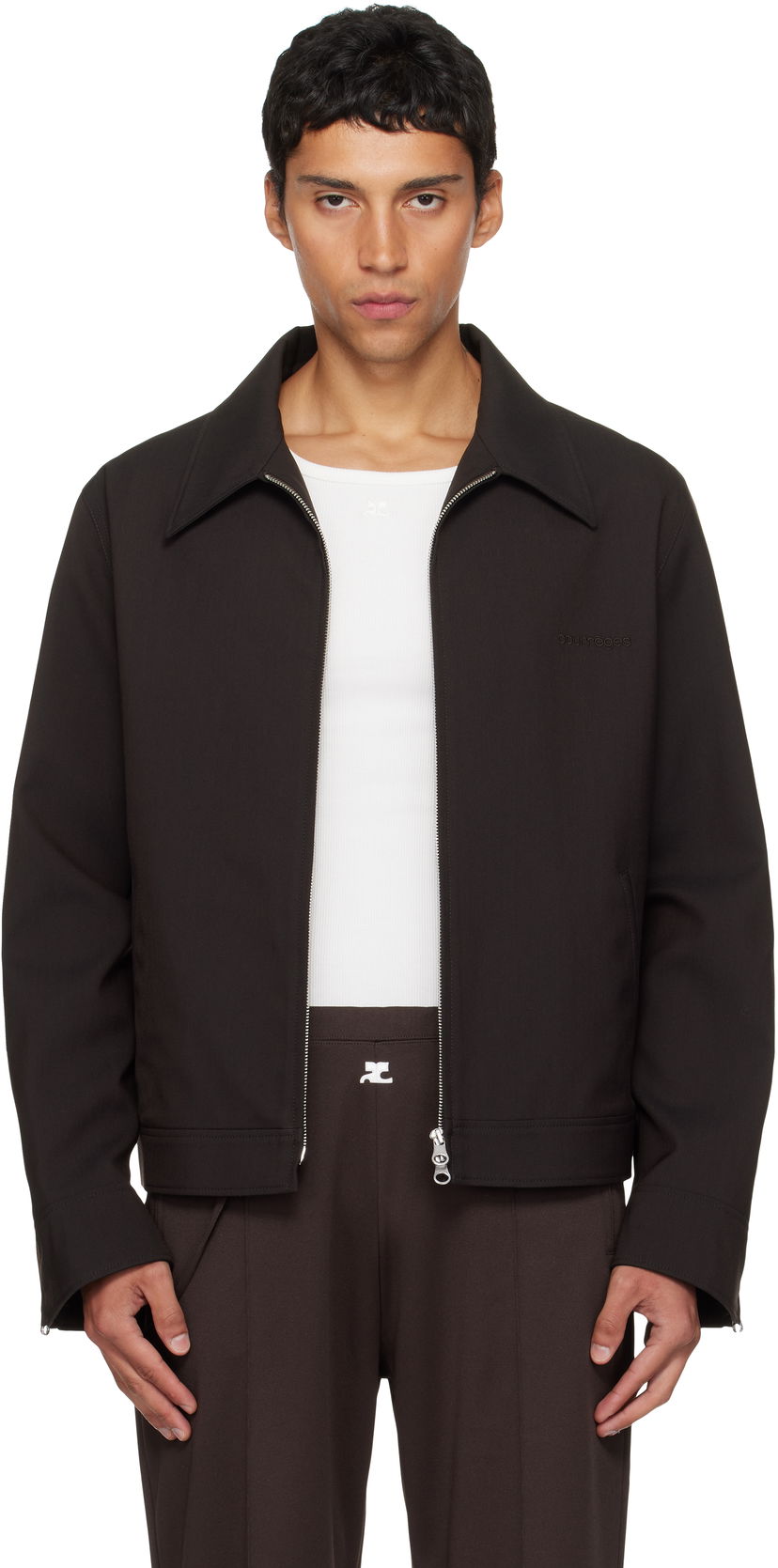 Jakna Courrèges Courrèges Embroidered Zipped Twill Jacket Crna | 325CBL307PL0222