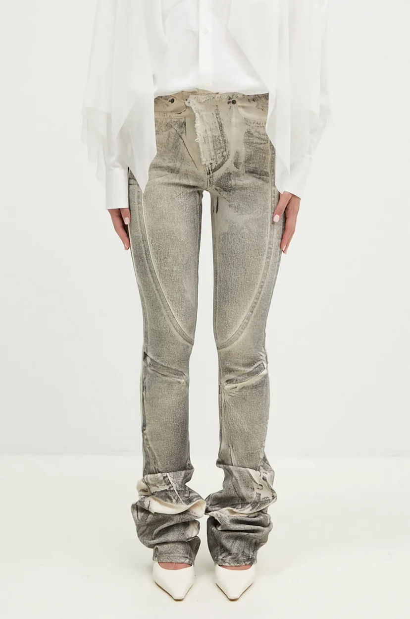 Jeans Ottolinger Ottolinger Raw-Edge Drape Denim Pants, High Waist Siva | 1170804921