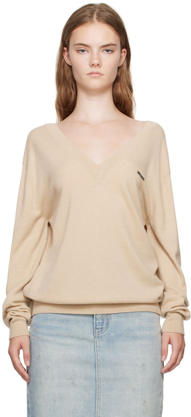Džemper We11done Deep V-Neck Sweater Bež | WD-KT2-24-642-W-BG