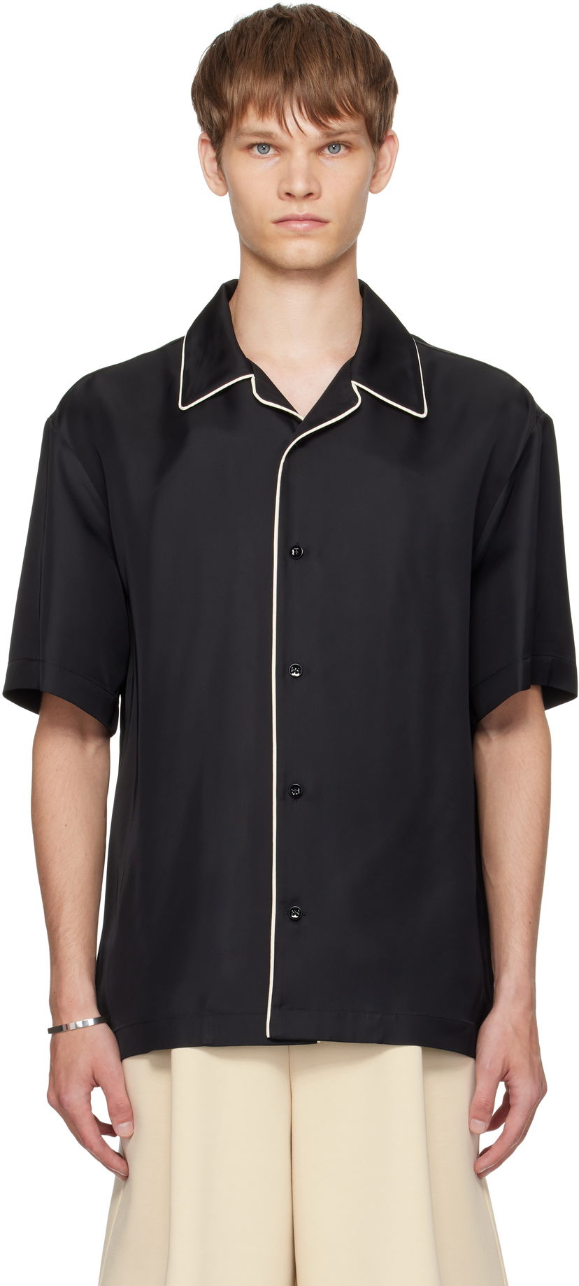 Košulja Jil Sander Jil Sander Fluid Viscose Camp Collar Shirt Crna | J61DL0062_J65280