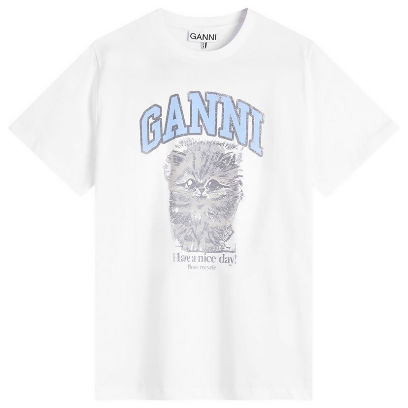 Majica kratkih rukava GANNI GANNI Kitty Margot Relaxed T-Shirt, Size L Bijela | T4272-151