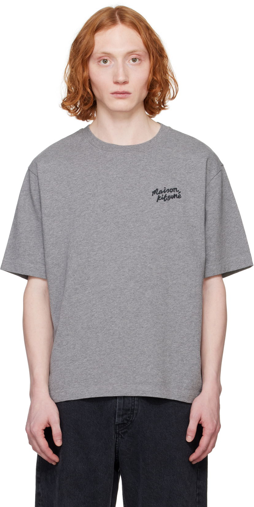 Majica kratkih rukava MAISON KITSUNÉ Maison Kitsuné Handwriting Oversize T-Shirt Siva | OM00123KJ0119
