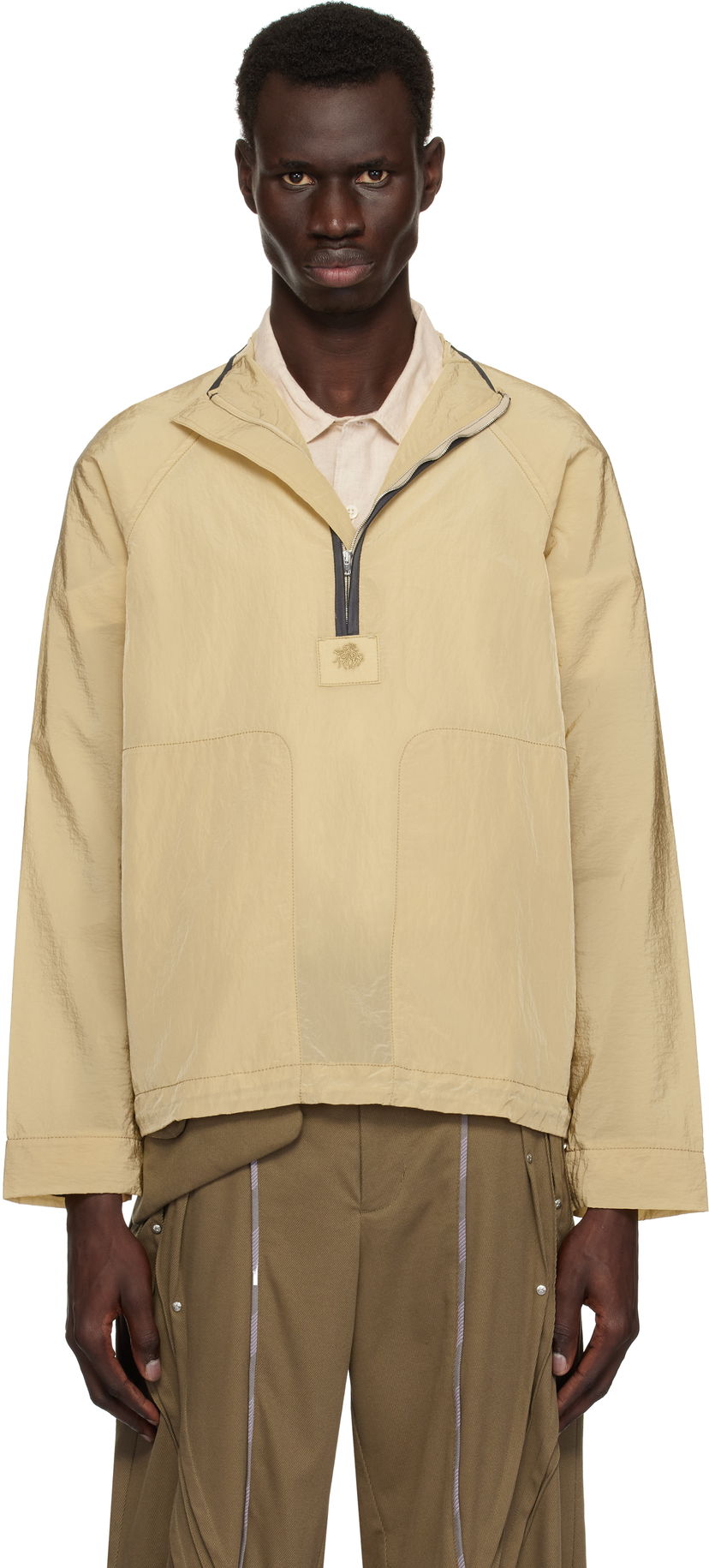 Vjetrovka Ranra RANRA Ganga Shiny Nylon Track Jacket Bež | AMSS25TR01562