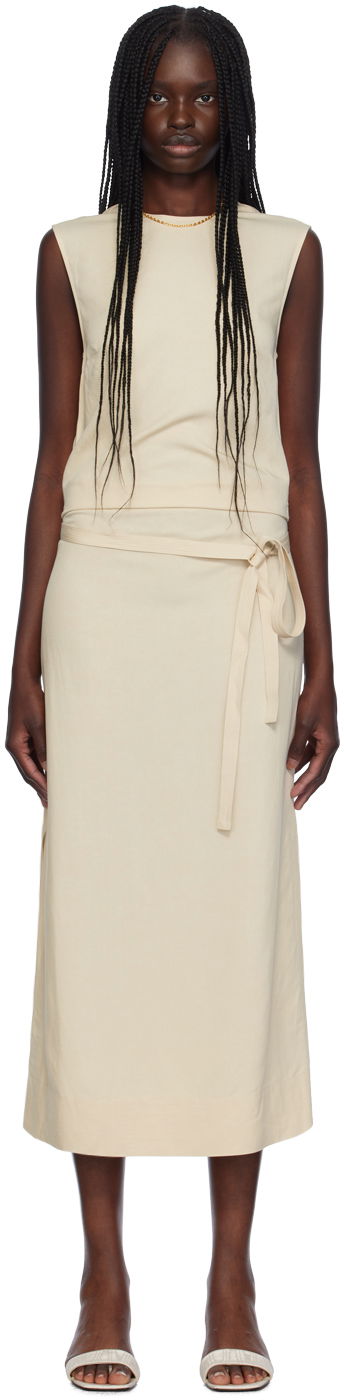 Haljina TOTEME TOTEME Fluid Tie-Waist Maxi Dress Bež | 243-WRD0124-FB0193