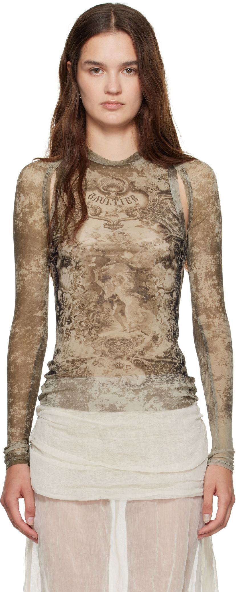 Majica kratkih rukava Jean Paul Gaultier Jean Paul Gaultier 'The Médaillon' Long Sleeve Top Smeđa | 25/03-W-TO303-M006P-6965