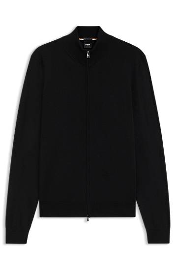 Džemper BOSS Virgin Wool Regular-Fit Cardigan Crna | 50468254