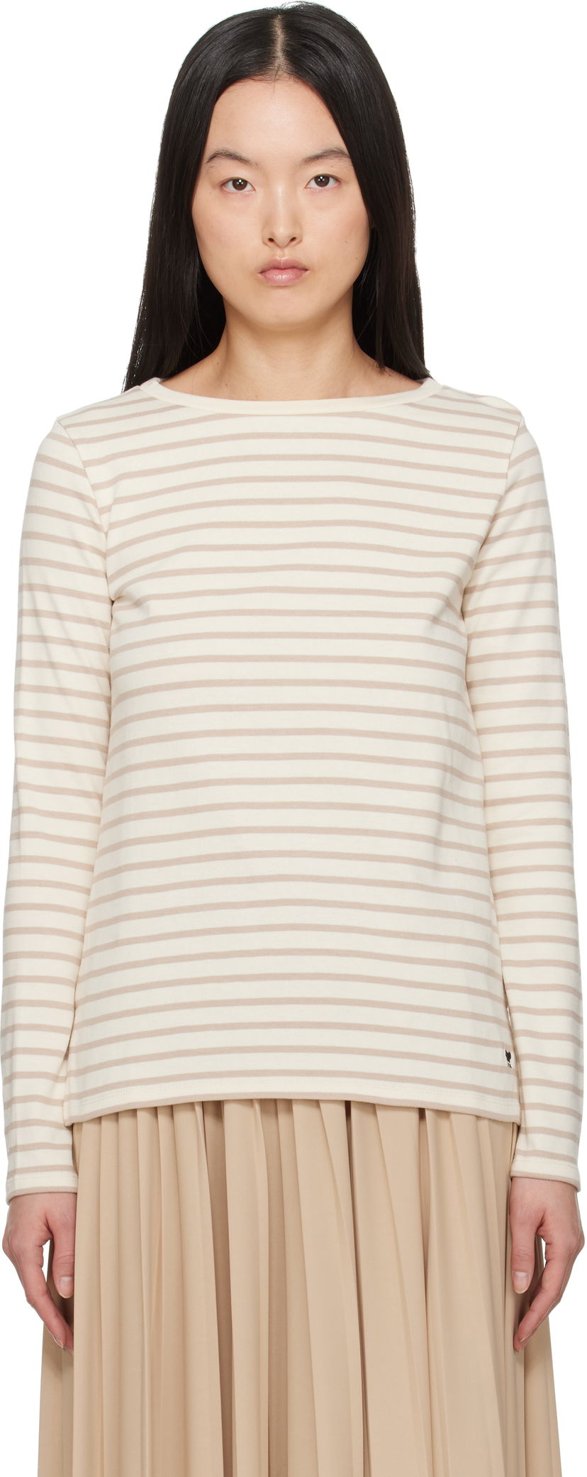 Džemper Max Mara Weekend Max Mara Erasmo Striped Long Sleeve T-Shirt Bež | 2515941061600