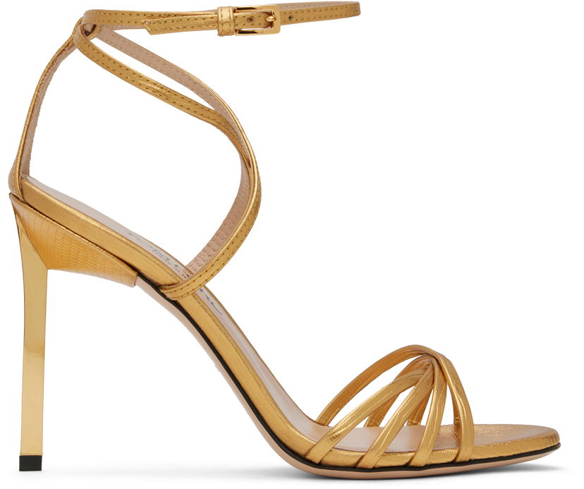 Dodaci Tom Ford Tom Ford Ida Lizard Print Heeled Sandals Metalik | W3546-LCL232G