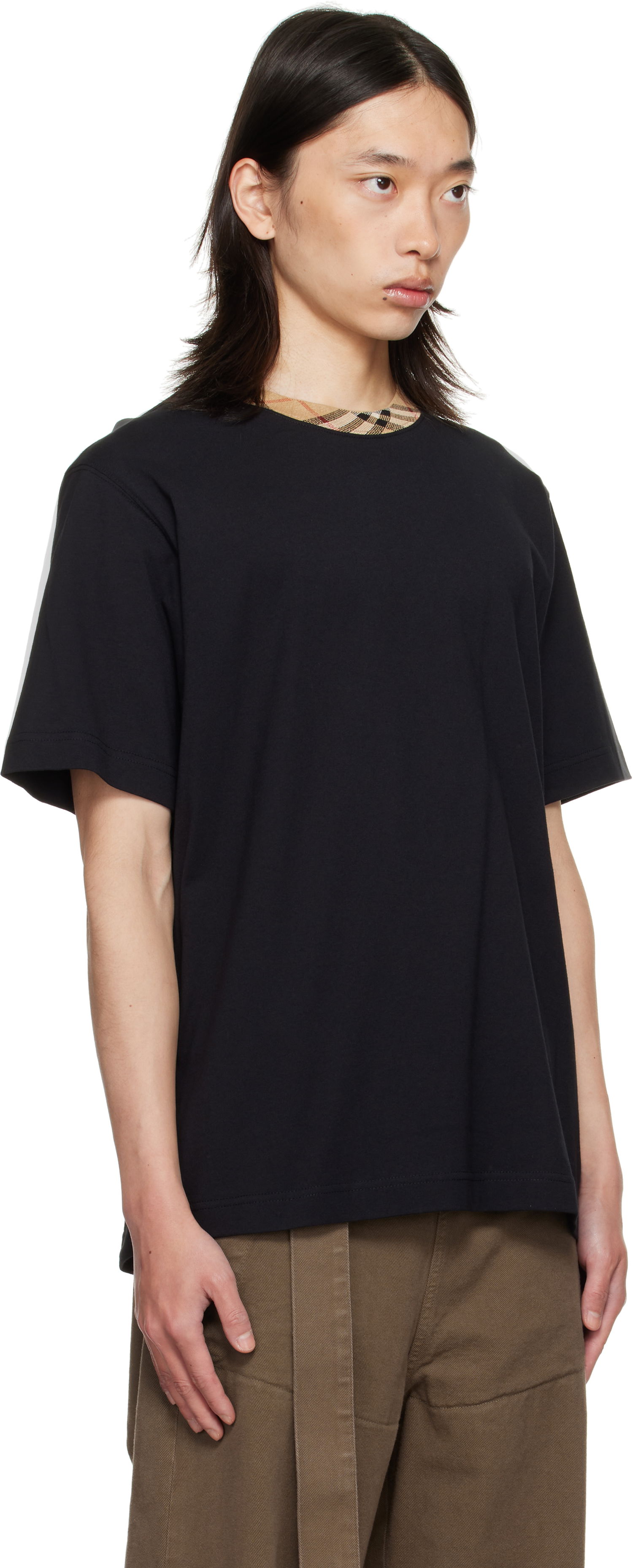 Majica kratkih rukava Burberry Burberry Check Trim Cotton T-Shirt Crna | 8110101, 1