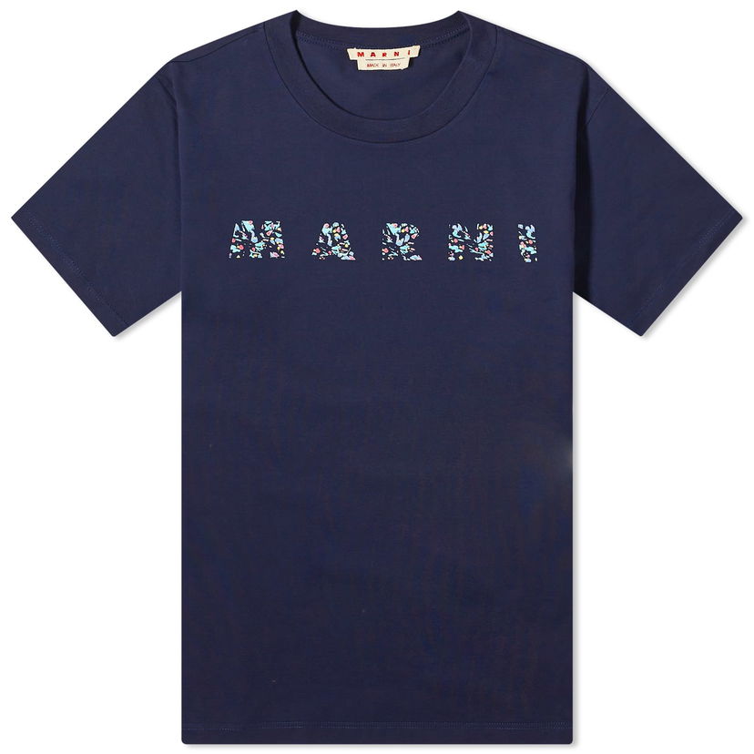 Majica kratkih rukava Marni Floral Logo T-Shirt Tamnoplava | HUMU0198PQ-USCW21-FLB99