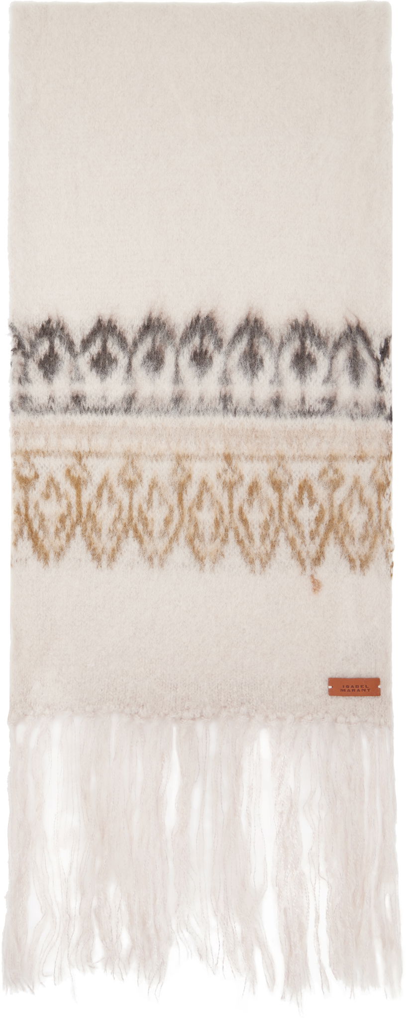 Šal ISABEL MARANT Fringed Wool Scarf Bež | EC072MFA-B3L02A