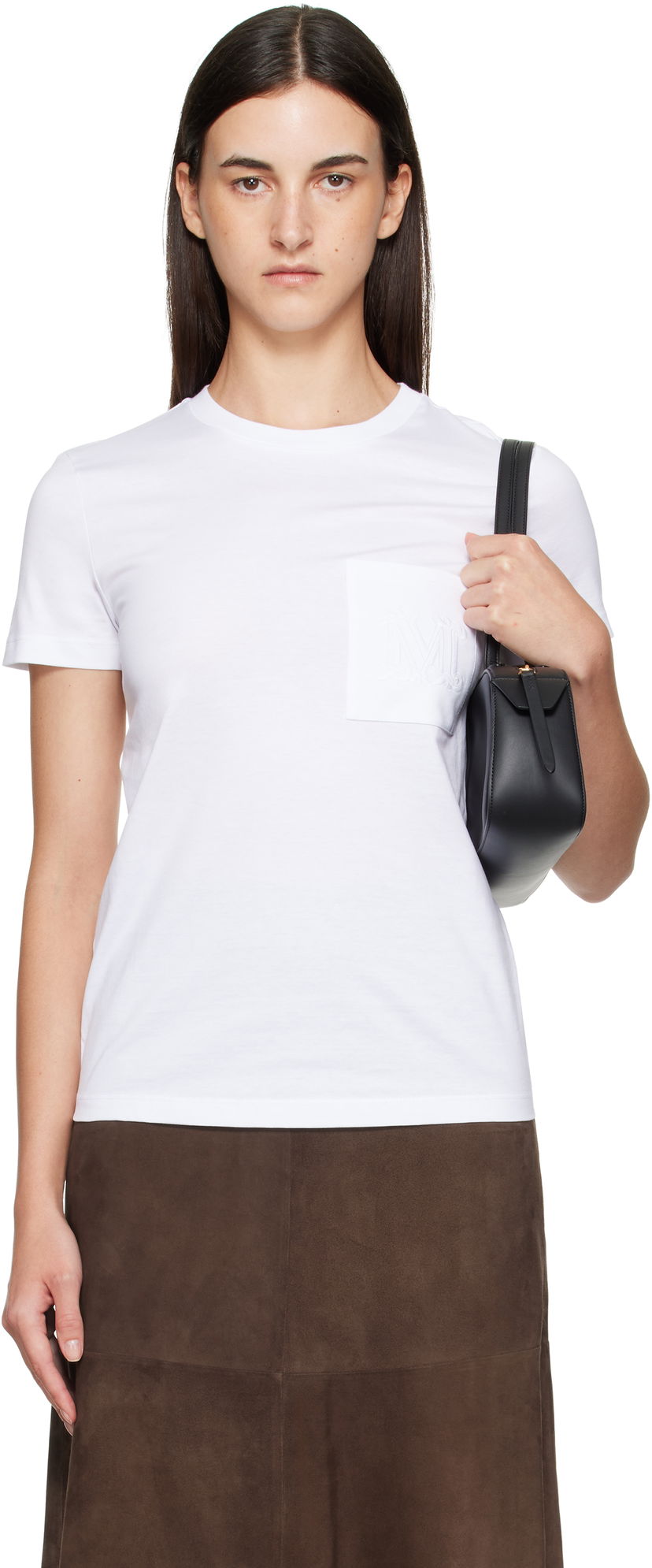 Majica kratkih rukava Max Mara Max Mara Papaia Pocket T-Shirt Bijela | 2511941032600