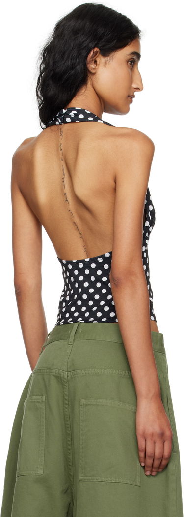 Majica bez rukava Miaou Miaou Mathilde Polka Dot Halter Top Crna | 7189VISBWP, 2