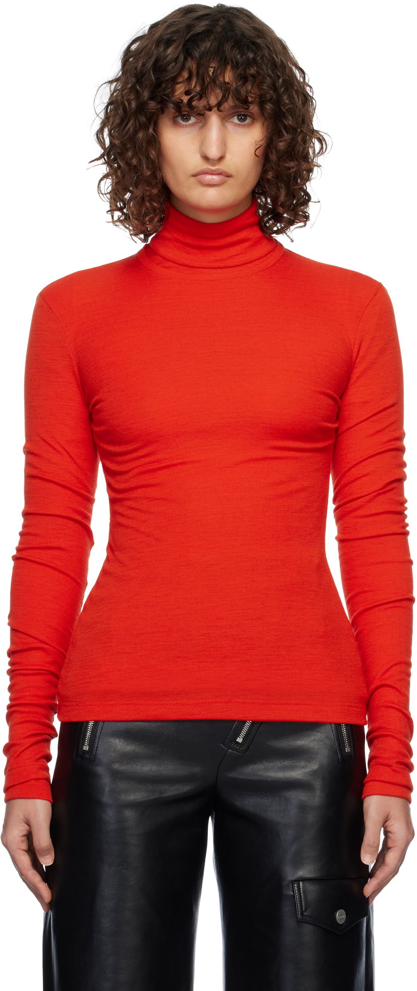 Majica kratkih rukava Jil Sander Layered Turtleneck Top Crvena | J40FV0115_J20226