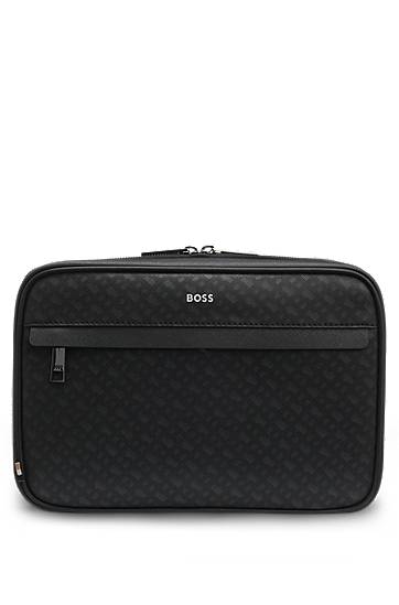 Putna torba BOSS Monogram washbag with foil-embossed logo Crna | 50552626