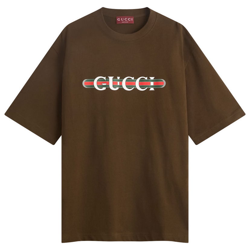 Majica kratkih rukava Gucci Men's Interlocking Logo Heavy Cotton T-Shirt Size Large Smeđa | 798115-XJHDG-2240