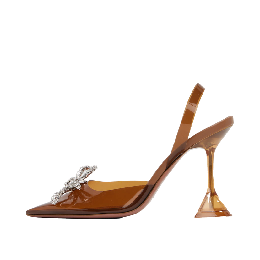 Tenisice i cipele Amina Muaddi Exclusive Rosie Slingback Heels with Crystal Embellishment Smeđa | ROSIE GLASS SLING CL PVC
