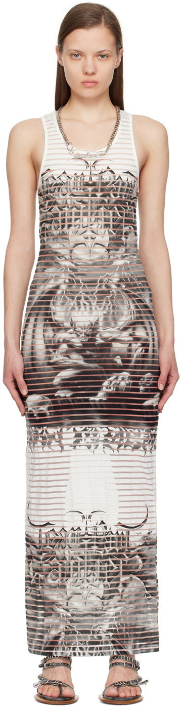 Haljina Jean Paul Gaultier Graphic Print Scoop Neck Maxi Dress Bijela | 24/25-F-RO158-J544-0100