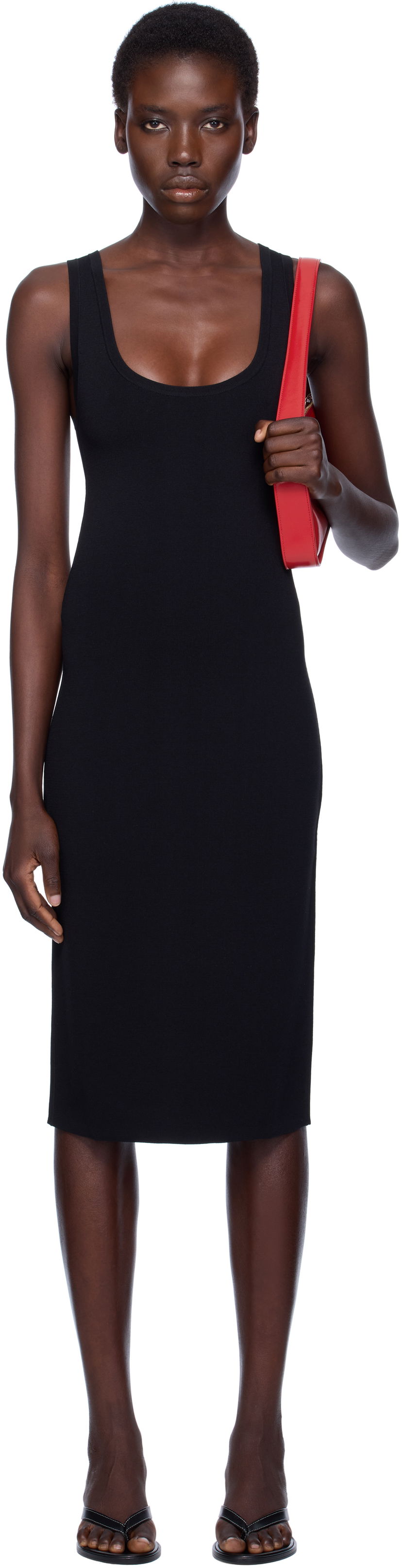 Haljina TOTEME TOTEME Short Tank Midi Dress Crna | 253-WRD0233-YA0187